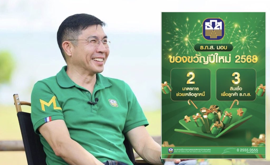 ธ.ก.ส. ส่งความสุขปีใหม่ 68 จัด 2 มาตรการช่วยลดภาระหนี้สิน เติมทุน เสริมสภาพคล่อง